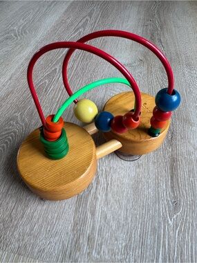 educo wood table top bead maze toy suction montessori 1995 vintage